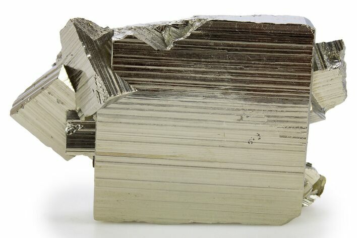 Gleaming Striated Cubic Pyrite Cluster - Peru #341545